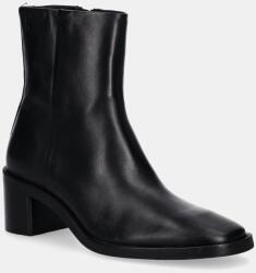 Calvin Klein cizme de piele BLOCK HEEL ZIP BOOT LTH 9BYA-OBD05A_99X (HW0HW02593)