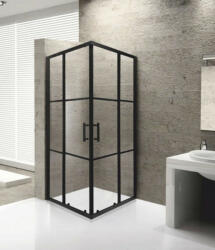 Elleci Viva AQUA - FEKETE mintás - FEKETE keretes - zuhanykabin - 80 SZÖGLETES - 6 mm üveg - 80 x 80 x 190 (6FZKSZP80)