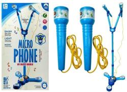 Dupla Mp3 Mikrofon Szett Állvánnyal Kék