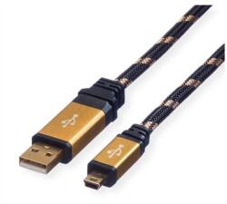 Roline USB-A apa - USB-mini B apa kábel 3m fekete-arany (11.02. 8823-10) (11.02. 8823-10) (11.02.8823-10)