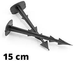  Műanyag leszúró tüske: fólia és háló talajra rögzítéséhez, Spike 15 cm, fekete (20 db) (Spike - 15 cm)