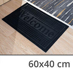  Szennyfogó szőnyeg (60x40 cm) fekete színű lábtörlő, Welcome felirattal (Welcome doormat 60x40 black)