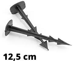  Műanyag leszúró tüske: fólia és háló talajra rögzítéséhez, Spike 12.5 cm, fekete (20 db) (Spike - 12,5 cm)