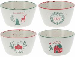 4home Set de 4 boluri din ceramică Let It Snow 500 ml, 14 cm Castron