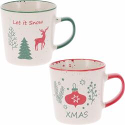 4home Set de 2 căni din ceramică Let It Snow/Xmas 350 ml