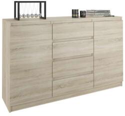  Komód 4 Fiók 2 Ajtó R160-S4, 98x40x160 cm, Sonoma