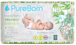 PureBorn Scutece Nou Nascut Organic 0-4.5kg, 34 buc, Pureborn