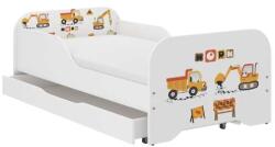 Wooden Toys Miki Gyerekágy, Matraccal (160 x 80 cm), Ágyneműtartóval - Építési Terület, Fehér-Sárga