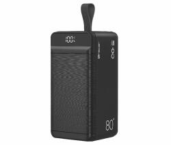 Tracer Vouge-8, 80, 000 mAh, 7 portos, Quick Charge 3.0, USB/Lightning, Fekete, Hordozható akkumulátor