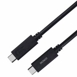 Deltaco USB-C apa - USB-C apa Adat- és töltőkábel 0.8m - Fekete (USBC-4008M) (USBC-4008M)