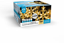 DekorTrend Crystalline Toldható LED Hópehely Fényfüggöny, 120 x 80 cm, 120 db Meleg Fehér LED, Átlátszó Kábel