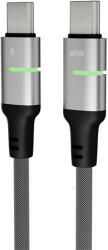 AVAX CB634 STEELY LED 60W USB-C gyorstöltő kábel, fonott, fekete - 3m (AVAX CB634)