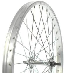 VeloGo 20-as (406 mm) első kerék gyerek kerékpárba, szimplafalú felnivel, csavaros tengellyel, ezüst színű