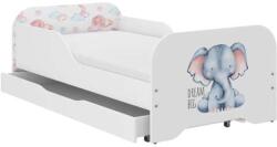 Wooden Toys Miki Gyerekágy 160 x 80 cm Matraccal, Ágyneműtartó Nélkül - Elefánt Szafari