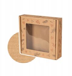 Ajándékdoboz Karton Ablakkal Szív És Levelek 20X20X5 CM Valentin Nap