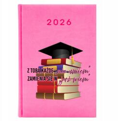 FunnyCase Naptár A5 2026 Rózsaszín tervező Pedagógusnapi határidőnapló "Már tudom (Kalendarz Różowy "Już Wiem")