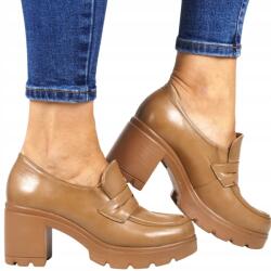 Potocki Magassarkú Félcipő Kényelmes Stabil Papucs Bézs Keskeny Talpú 38-AS (12154 BEŻOWE PU)