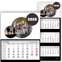  Háromrészes Naptár 2026 Irodai Év Falra szerelhető Fénykép Minták (Kalendarz 2026 RokZ Twoim Zdjęciem Wz)