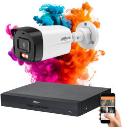 DAHUA 1 biztonsági kamerás IP kamera rendszer 4MP színes éjszakai képpel (DAHUA-IP-4MP-B1E49-01)