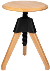 King Home Jerry Állítható Magasságú Bükkfa Zsámoly Fekete Polipropilén Csatlakozóval (KHM-PW-017-CZARNY) - prodis