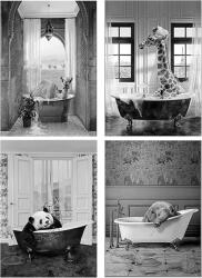  Fürdőszobai képek Vászon poszter Szuper fürdőszoba dekoráció 60x40 cm 4 db