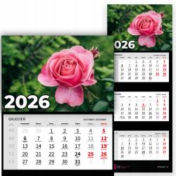 Plaka_TY Háromrészes Falinaptár 2026 Irodai Év Lógó Rózsa Minta Mix (Kalendarz 2026 Rok Róża Wz)