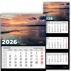 Háromrészes naptár 2026 Havi Irodai Fali Part Wz (Kalendarz 2026 WybrzeżeWz)