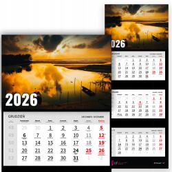 Háromrészes Fali Naptár 2026 Év Függő Irodai Természet Folyó Wz (Kalendarz Naścienny 2026 Rzeka Wzory)
