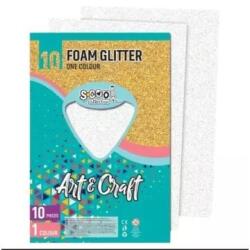 PLUS LINE Glitteres dekorgumi - A4-es, 10 db-os, fehér (SC1214)