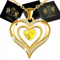 Mennica Świdnicka Nyaklánc Arany Ezüst 925 Szív Aranyozott Medál Ajándék Strassz