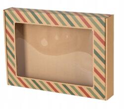 Doboz Karton Ablakkal Karácsonyi Ajándék Csíkok 35X25X5 CM