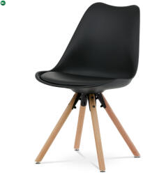 Artium Étkezőszék, fekete műanyag héj, öko-bőr ülés, tömör natúr bükkfa lábakkal Belföldi Raktárról