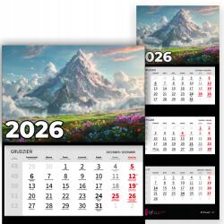Plaka_TY Háromrészes Falinaptár 2026 Irodai Év Függő Hegy Minta Mix (Kalendarz 2026 Rok Góra Wzory)