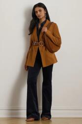 Lauren Ralph Lauren nadrág pamutkeverékből sötétkék, közepes derékmagasságú trapéz, 200P03436 - sötétkék 32