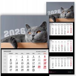  Háromrészes Naptár 2026 Irodai Falra A Macskaimádóknak Minták (Kalendarz 26Dla Miłośnika Kotów Mix Wz)