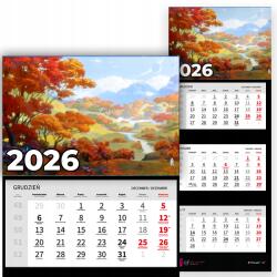 Plaka_TY Háromrészes Fali Naptár 2026 Irodai Év Függő Őszi Minta Mix (Kalendarz Rok 2026 Jesień Wz)