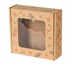 Ajándékdoboz Karton Ablakkal Szív És Levelek 15X15X5 CM Valentin Nap