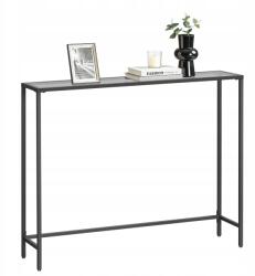 Songmics Keskeny fekete stabil konzol előszobába acélból és edzett üvegből (LGT132B01)
