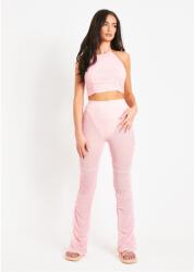 Missy Empire Mesh Tack Side Flare Trouser - Pink