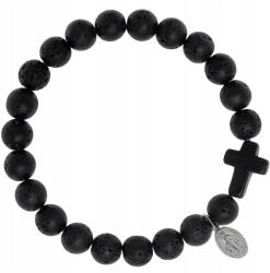  Gumis Karkötő Természetes Kő Láva Kereszt Anya Isteni Ezüst 925