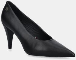 Tommy Hilfiger bőr tűsarkú TH SMOOTH LEATHER PUMP fekete, FW0FW08960 - fekete Női 39
