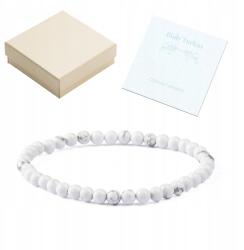  Női karkötő természetes kőből 4mm Univerzális 19cm Fehér Türkiz (TEL00015)