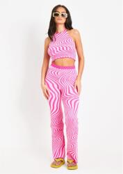 Missy Empire Панталони Missy Empire Jacquard Knit Flared Trousers - Pink