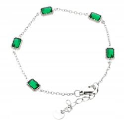  Női karkötő, ezüst színű, sebészeti acélból, zöld Akaha (99039)