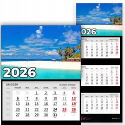 Plaka_TY Háromrészes Fali Naptár 2026 Irodai Év Függő Nyaralás Minta Mix (Kalendarz Rok 2026 Wakacje Wz)