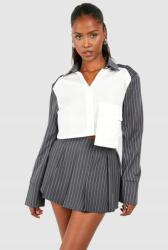 Boohoo Sötétszürke Fodros Miniszoknya Fehér Csíkos Rövid Boohoo 36