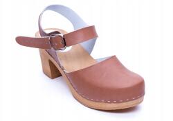 Marcus Fából készült magassarkú klumpa bőr világos barna marcus (lux-31)