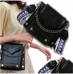 EdiBazzar Postás Táska Kézitáska Fekete Bőr Retro Női Válltáska Borítéktáska (Skórzana Retro Torebka Czarna Listonoszka)