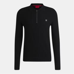 HUGO Блуза с яка HUGO Mens HUGO Sastone Long Sleeve Knit Polo Shirt - Slim Fit - Black 001