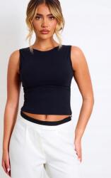 Prettylittlething Testhezálló Klasszikus Blúz Fekete Felső Kerek Nyakkivágással Prettylittlething 32